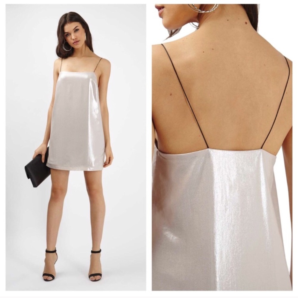 Topshop | Rose Gold Metallic 90’s Mini Dress